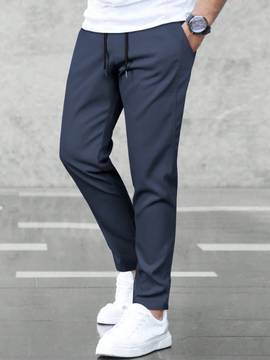 Manfinity Basics Men Solid Drawstring Waist Pants - Lolli World Marketplace