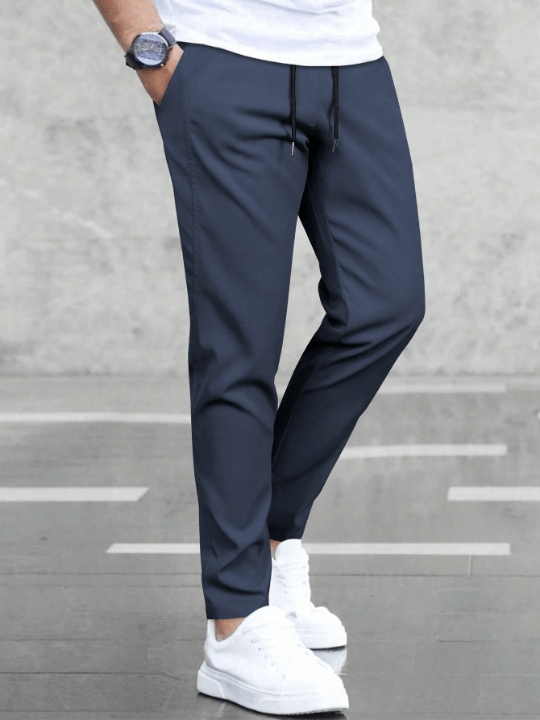 Manfinity Basics Men Solid Drawstring Waist Pants - Lolli World Marketplace