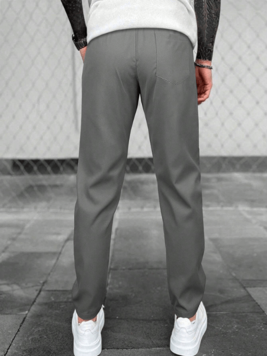 Manfinity Basics Men Solid Drawstring Waist Slant Pocket Pants - Lolli World Marketplace