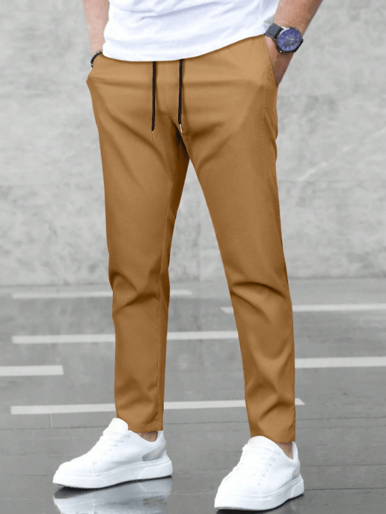 Manfinity Basics Men Solid Slant Pocket Drawstring Waist Pants - Lolli World Marketplace