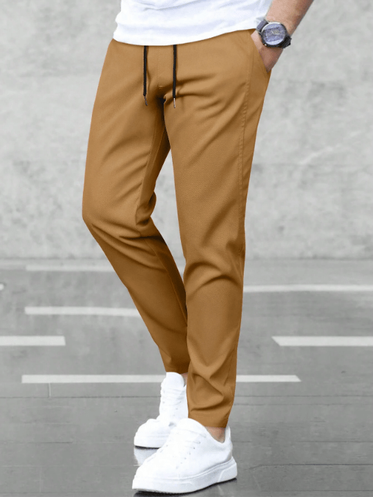 Manfinity Basics Men Solid Slant Pocket Drawstring Waist Pants - Lolli World Marketplace