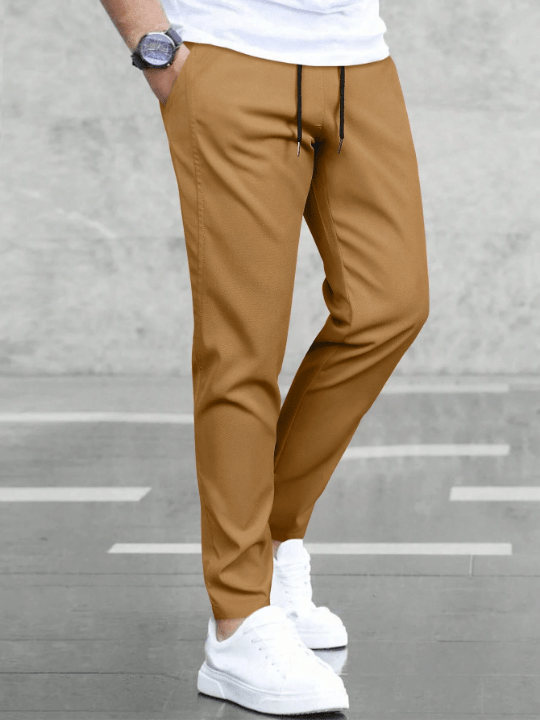 Manfinity Basics Men Solid Slant Pocket Drawstring Waist Pants - Lolli World Marketplace