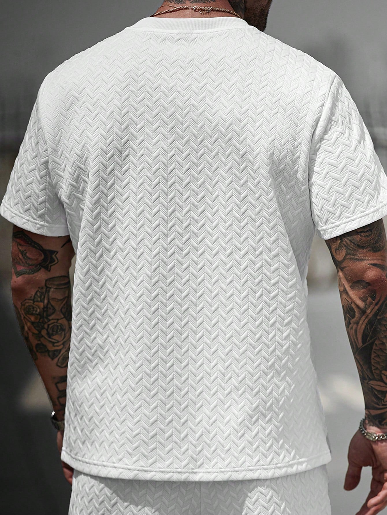 Manfinity CasualCool Men's Summer Jacquard Ribbed Collar Short Sleeve T-Shirt, Fine Gift For Boyfriend Or Husband