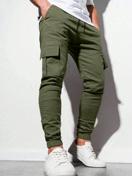 Manfinity EMRG Men Flap Pocket Drawstring Waist Cargo Pants - Lolli World Marketplace