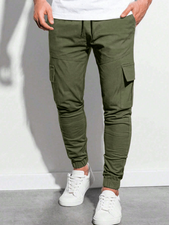 Manfinity EMRG Men Flap Pocket Drawstring Waist Cargo Pants - Lolli World Marketplace