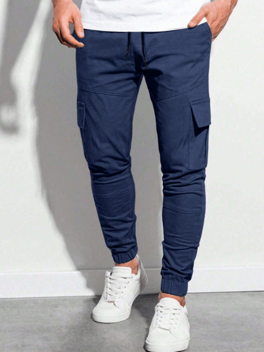 Manfinity EMRG Men Flap Pocket Side Drawstring Waist Cargo Pants - Lolli World Marketplace
