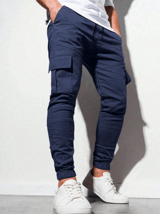 Manfinity EMRG Men Flap Pocket Side Drawstring Waist Cargo Pants - Lolli World Marketplace