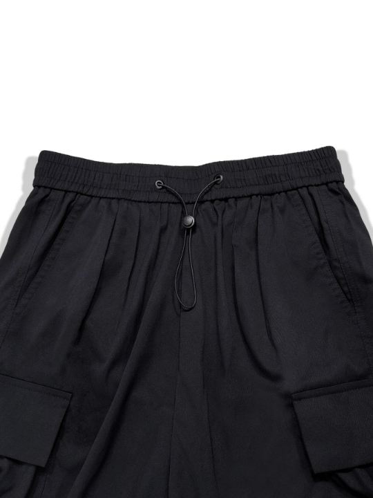 Manfinity EMRG Men Flap Pocket Side Drawstring Waist Oversize Cargo Pants - Lolli World Marketplace