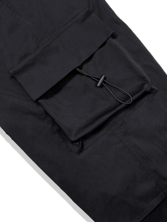 Manfinity EMRG Men Flap Pocket Side Drawstring Waist Oversize Cargo Pants - Lolli World Marketplace