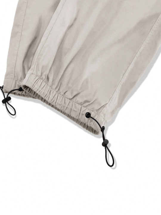 Manfinity EMRG Men Flap Pocket Side Drawstring Waist Oversize Cargo Pants - Lolli World Marketplace