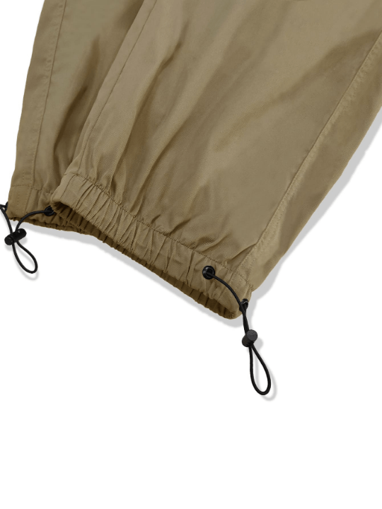 Manfinity EMRG Men Solid Flap Pocket Drawstring Waist Loose Cargo Pants - Lolli World Marketplace
