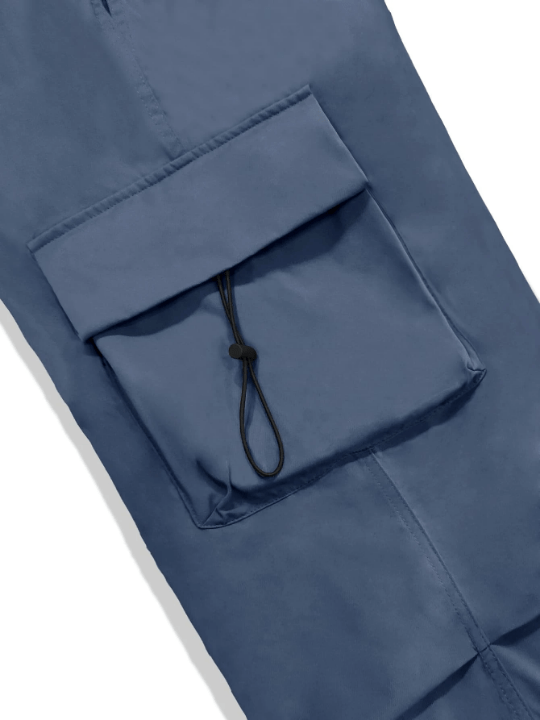 Manfinity EMRG Men Solid Flap Pocket Drawstring Waist Oversized Cargo Pants - Lolli World Marketplace