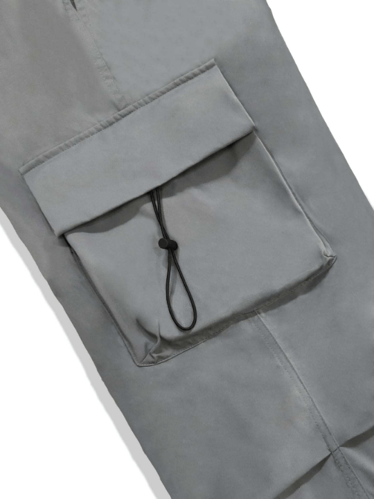 Manfinity EMRG Men Solid Flap Pocket Drawstring Waist Oversized Cargo Pants - Lolli World Marketplace