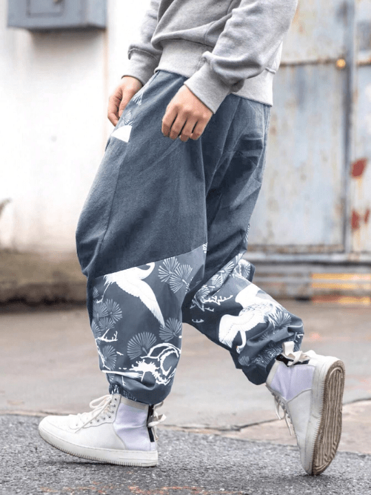 Manfinity Homme Graphic Print Wide Leg Men's Pants - Lolli World Marketplace