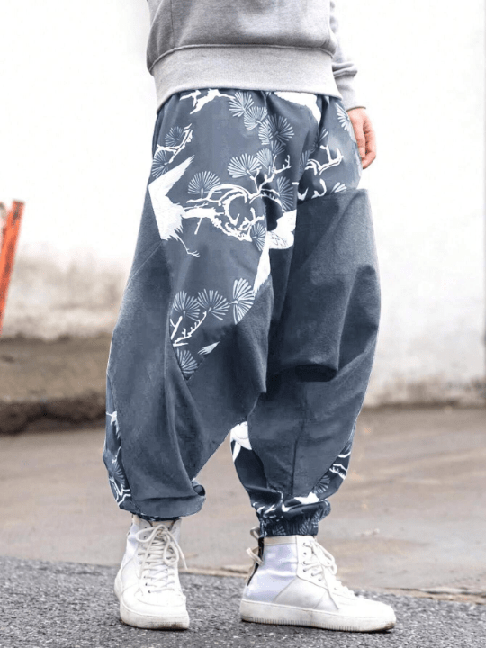 Manfinity Homme Graphic Print Wide Leg Men's Pants - Lolli World Marketplace