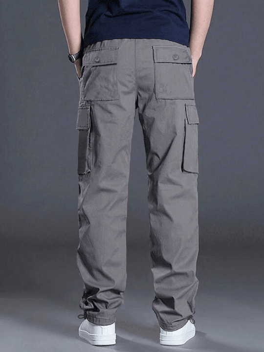 Manfinity Homme Loose Fit Men's Cargo Pants With Flap Pockets And Drawstring Waist - Lolli World Marketplace