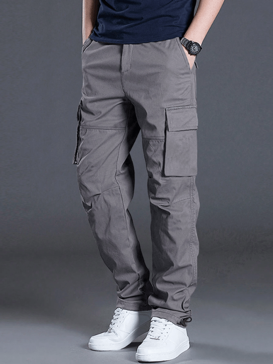 Manfinity Homme Loose Fit Men's Cargo Pants With Flap Pockets And Drawstring Waist - Lolli World Marketplace