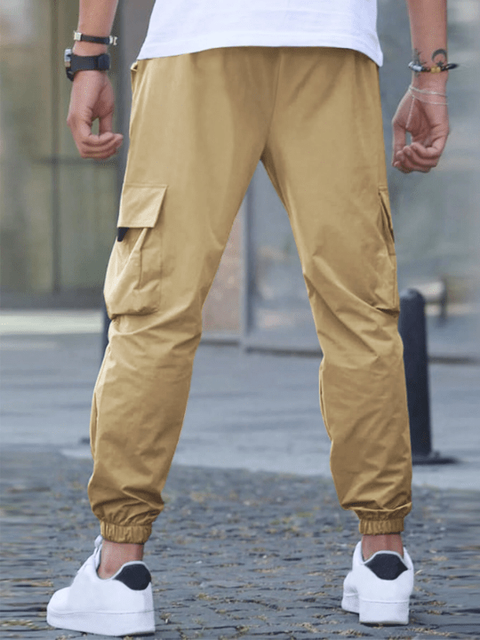 Manfinity Homme Loose Fit Men's Cargo Pants With Flap Pockets And Drawstring Waist - Lolli World Marketplace