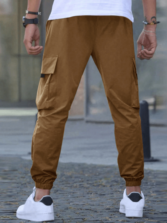 Manfinity Homme Loose Fit Men's Cargo Pants With Flap Pockets And Drawstring Waist - Lolli World Marketplace