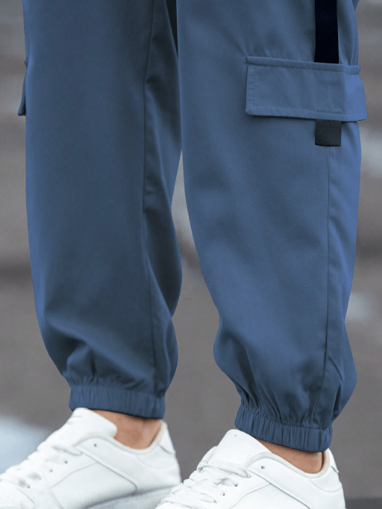Manfinity Homme Loose Fit Men's Cargo Pants With Patch Details And Drawstring Waist - Lolli World Marketplace