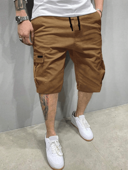 Manfinity Homme Loose Fit Men's Cargo Shorts With Flap Pockets And Drawstring Waist - Lolli World Marketplace