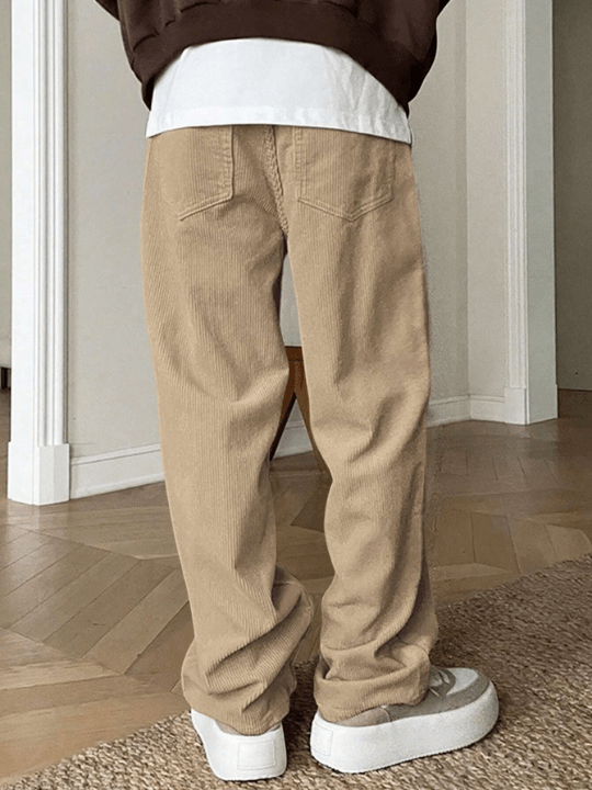 Manfinity Homme Loose - Fit Men's Casual Straight - Leg Pants - Lolli World Marketplace