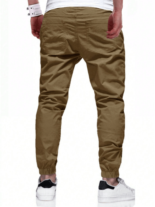 Manfinity Homme Loose - Fit Men's Drawstring Waist Carrot Pants - Lolli World Marketplace