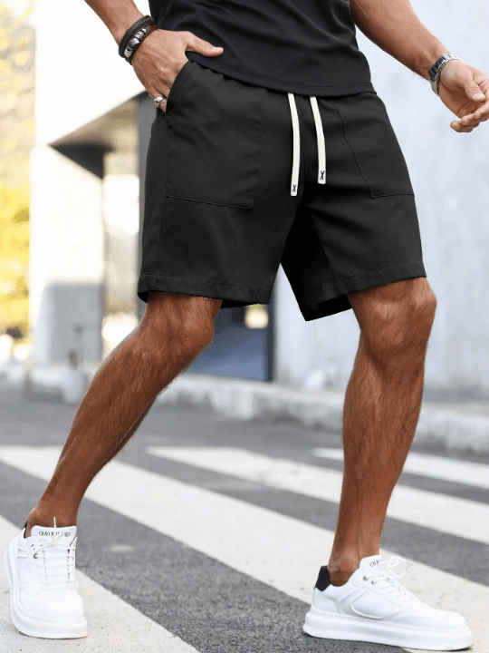 Manfinity Homme Loose Fit Men's Drawstring Waist Short With Slanted Pockets - Lolli World Marketplace