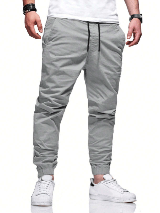 Manfinity Homme Loose Fit Men's Drawstring Waist Slant Pocket Pants - Lolli World Marketplace