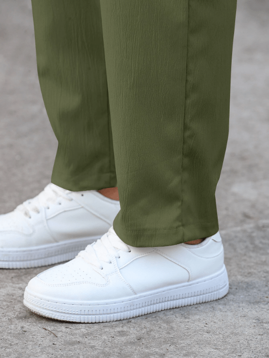 Manfinity Homme Loose Fit Men's Letter Patched Drawstring Waist Straight Leg Pants - Lolli World Marketplace