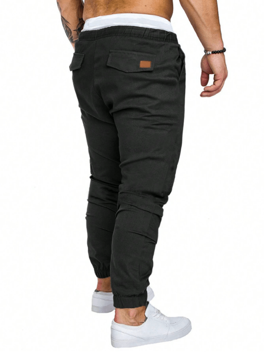 Manfinity Homme Loose Fit Men's Patchwork Detail Drawstring Waist Pants - Lolli World Marketplace