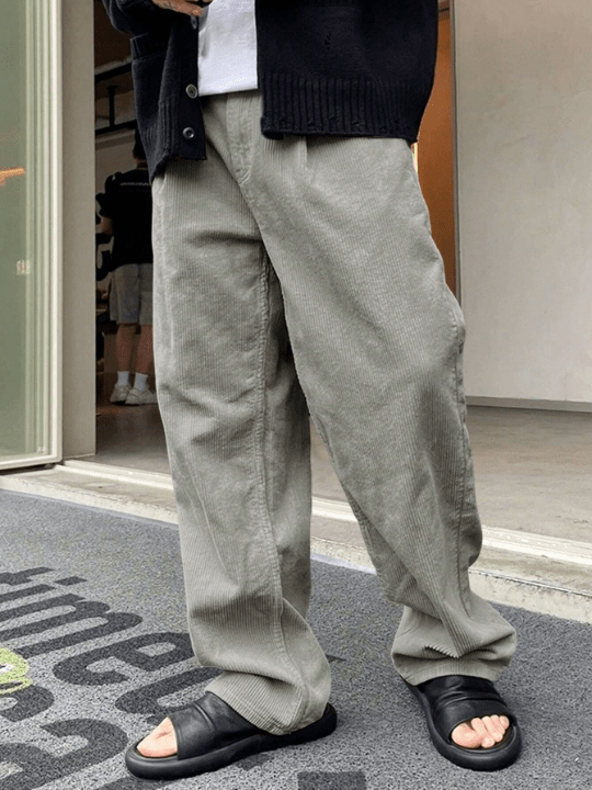 Manfinity Homme Loose Fit Men's Slant Pocket Straight Leg Pants - Lolli World Marketplace
