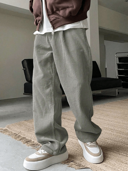 Manfinity Homme Loose Fit Men's Slant Pocket Straight Leg Pants - Lolli World Marketplace
