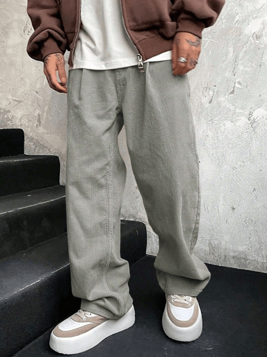 Manfinity Homme Loose Fit Men's Slant Pocket Straight Leg Pants - Lolli World Marketplace