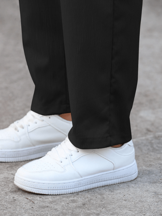 Manfinity Homme Loose Fit Men's Straight Leg Pants With Letter And Drawstring Detail - Lolli World Marketplace