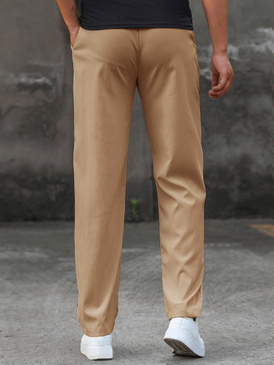 Manfinity Homme Loose - Fit Men's Straight - Leg Pants With Letter Patches And Drawstring Waist - Lolli World Marketplace