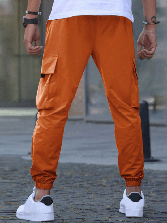 Manfinity Homme Loose Fitting Men's Cargo Pants With Flap Pockets And Drawstring Waist - Lolli World Marketplace