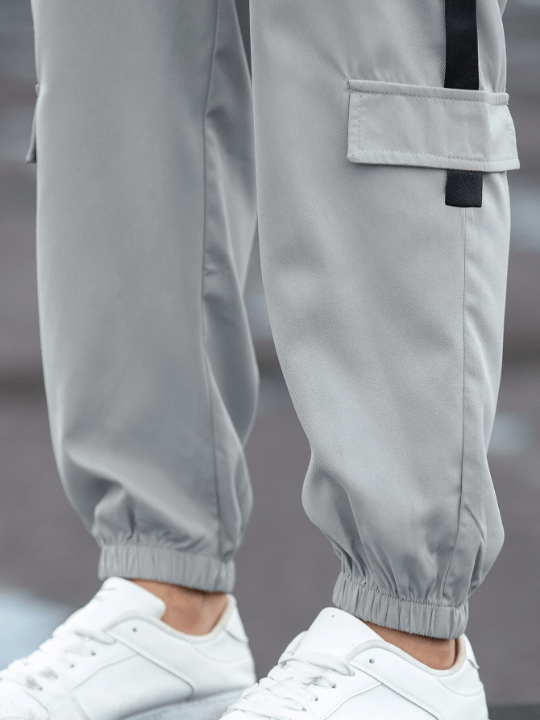Manfinity Homme Loose - Fitting Men's Patch Design Drawstring Waist Cargo Pants - Lolli World Marketplace