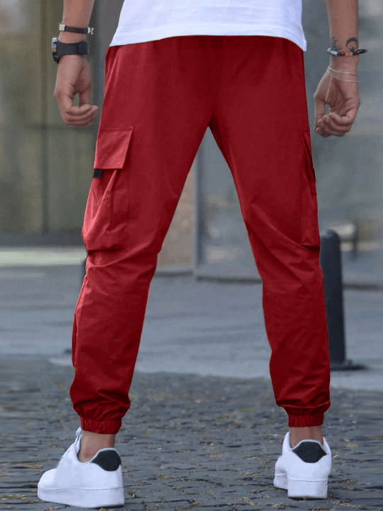 Manfinity Homme Loose Men's Cargo Pants With Flap Pockets And Drawstring Waist - Lolli World Marketplace