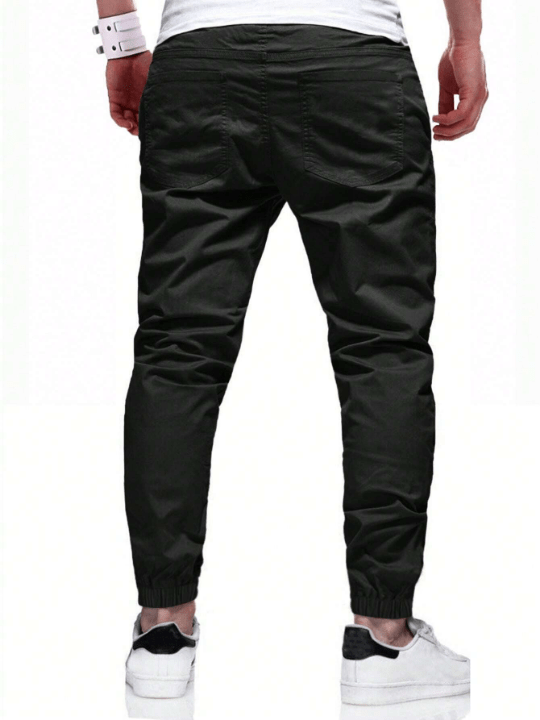 Manfinity Homme Loose Men's Drawstring Waist Patchwork Detail Pants - Lolli World Marketplace