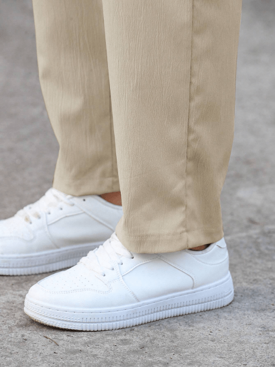 Manfinity Homme Loose Men's Letter Patch Detail Drawstring Waist Straight Leg Pants - Lolli World Marketplace