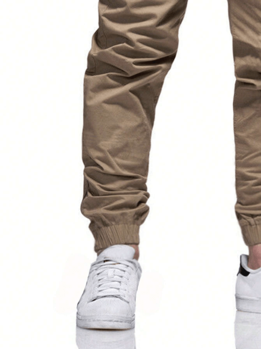 Manfinity Homme Loose Men's Pocket Patched Drawstring Waist Slant Pocket Pants - Lolli World Marketplace