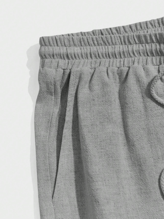 Manfinity Homme Manfinity Homme Men's Solid Color Weave Drawstring Grey Shorts - Lolli World Marketplace