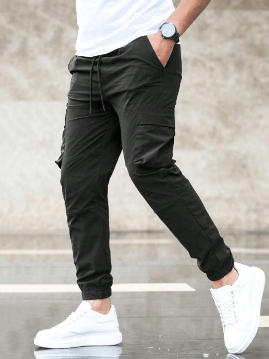 Manfinity Homme Men Flap Pocket Drawstring Waist Cargo Pants - Lolli World Marketplace