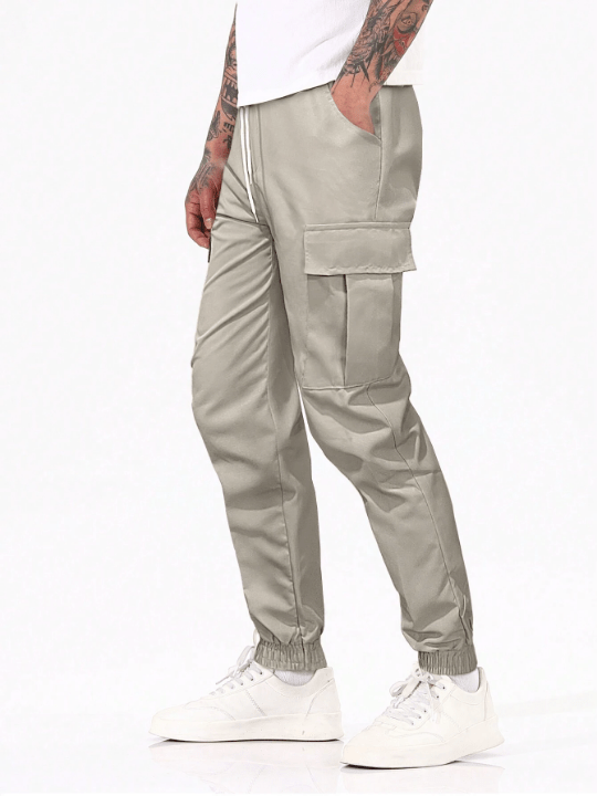 Manfinity Homme Men Flap Pocket Drawstring Waist Cargo Pants - Lolli World Marketplace