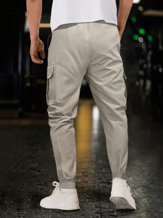 Manfinity Homme Men Flap Pocket Drawstring Waist Cargo Pants - Lolli World Marketplace