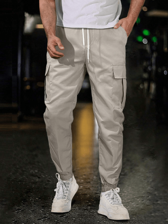 Manfinity Homme Men Flap Pocket Drawstring Waist Cargo Pants - Lolli World Marketplace
