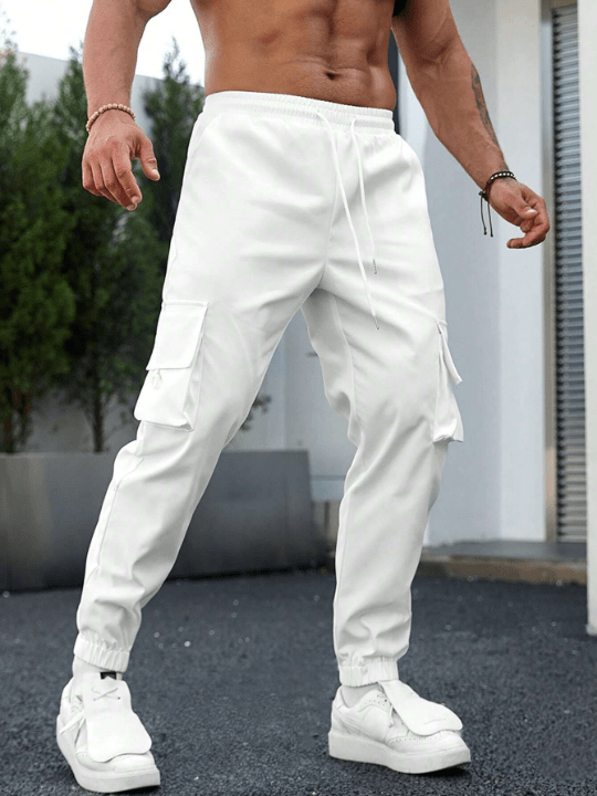 Manfinity Homme Men Flap Pocket Side Drawstring Waist Cargo Pants - Lolli World Marketplace