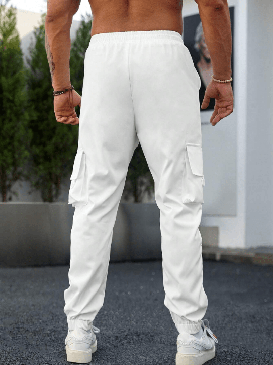 Manfinity Homme Men Flap Pocket Side Drawstring Waist Cargo Pants - Lolli World Marketplace