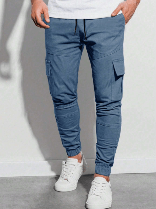 Manfinity Homme Men Flap Pocket Side Drawstring Waist Cargo Pants - Lolli World Marketplace